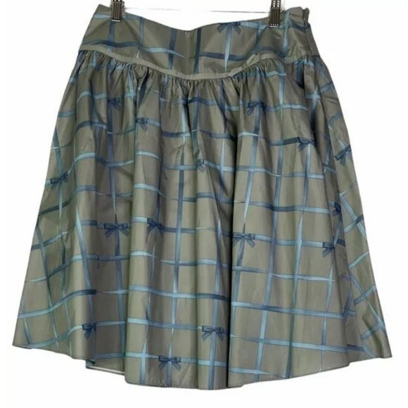 Isaac Mizrahi Dresses & Skirts - Isaac Mizrahi Womens A Line Skirt Silver Blue Windowpane Bow Zip 8 New